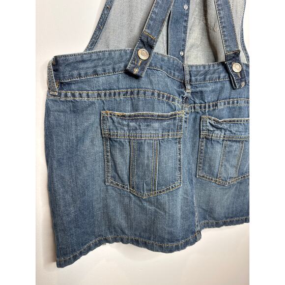 Old Navy Ultra Low Waist Blue Denim Overall Mini Skirt Jumper XL (2006) - Picture 7 of 13